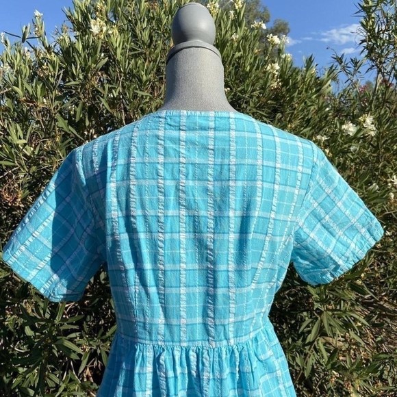 Woman Within Turquoise Plaid Midi Dress Women's Size 14W - Picture 4 of 6